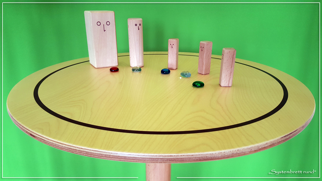 www.systembrett.at &middot; Systembrett-Artikel &middot; &bdquo;Systembrett rund&rdquo; mit einem Durchmesser von 50 Zentimeter inklusive 24 unbehandelten Holzfiguren aus massiver Buche